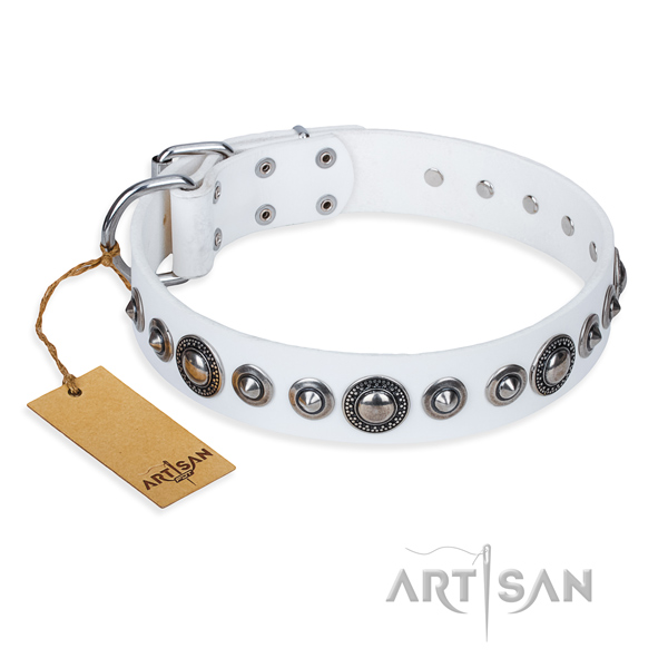 Full grain leather dog collar made of best quality material with rust resistant hardware