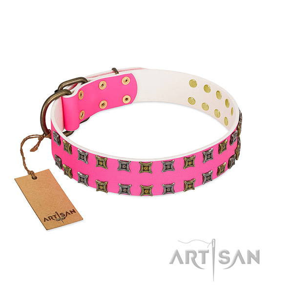 Full grain leather collar with exquisite studs for your doggie