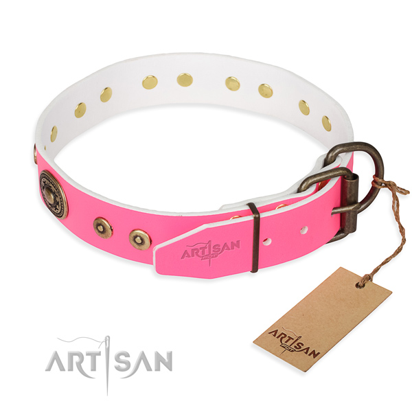 Leather dog collar made of quality material with strong studs