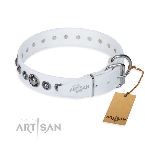Leather dog collar made of top rate material with strong studs