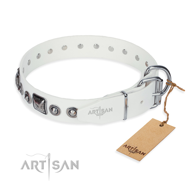 High quality full grain genuine leather dog collar made for daily use