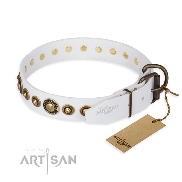 Best quality full grain leather dog collar handcrafted for easy wearing