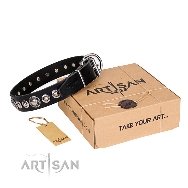 High quality full grain genuine leather dog collar