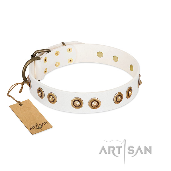 Easy to adjust full grain genuine leather collar for your doggie