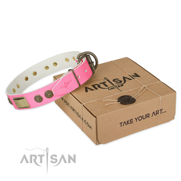 Corrosion proof studs on dog collar for comfy wearing