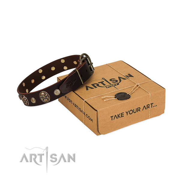 Corrosion proof studs on dog collar for comfy wearing