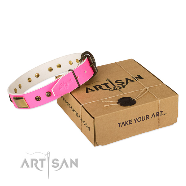 Easy to adjust full grain natural leather collar for your beautiful pet