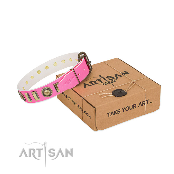 Best quality genuine leather dog collar handcrafted for your dog