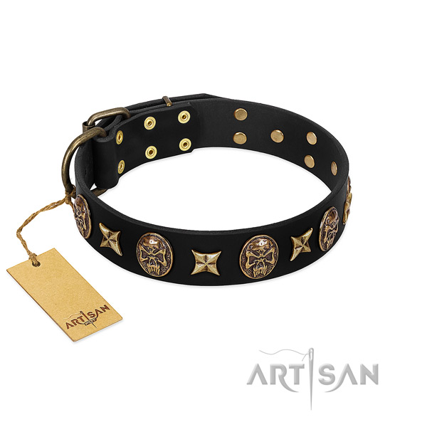 Adjustable full grain genuine leather collar for your canine