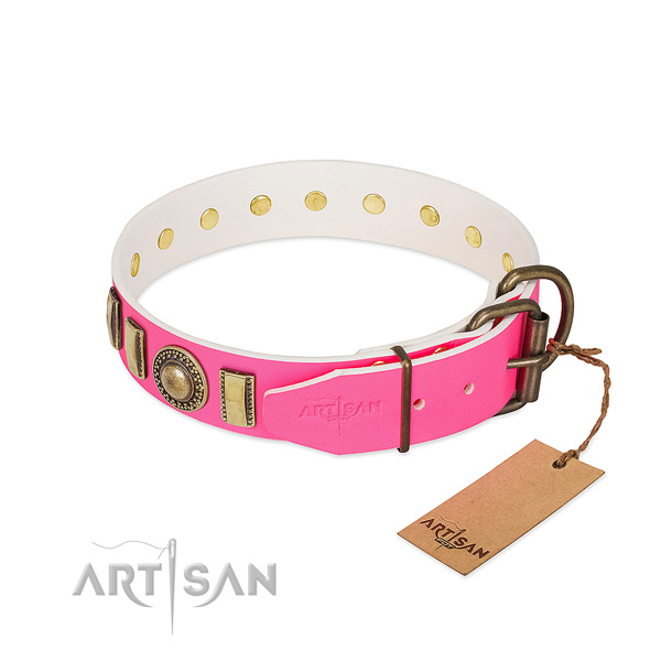 Gentle to touch natural leather dog collar handcrafted for your canine
