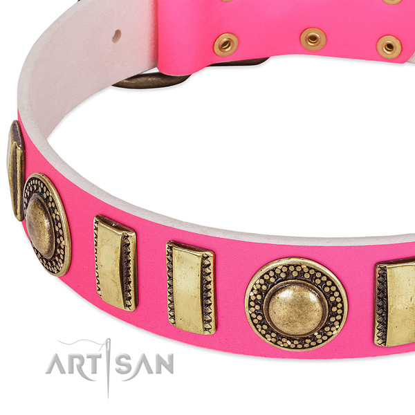 Gentle to touch genuine leather dog collar for your stylish four-legged friend