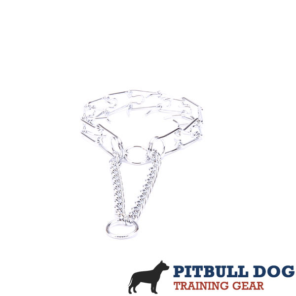 Dog pinch collar of chrome plated steel for poorly behaved dogs