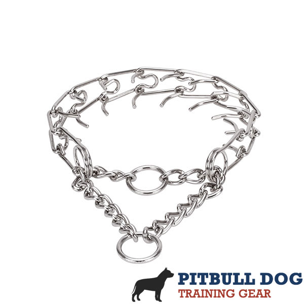Adjustable stainless steel dog prong collar with removable links for medium and large dogs