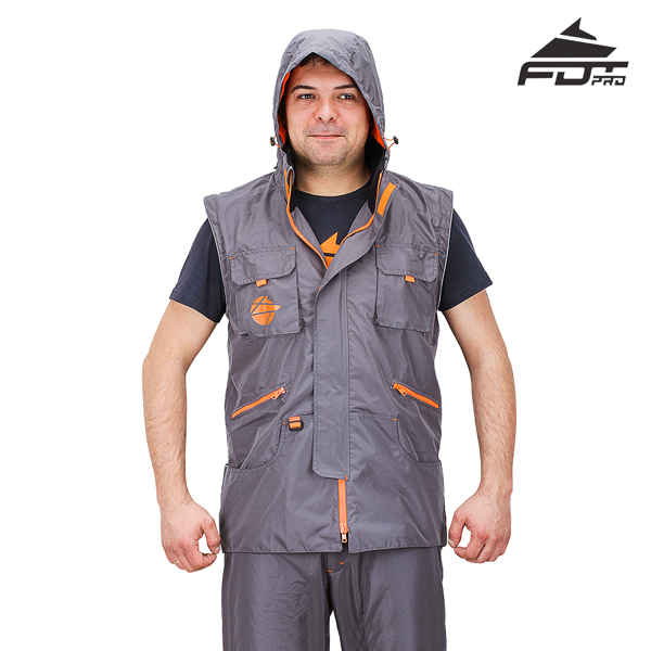 Dog Trainer Jacket of Grey Color with Strong Hood