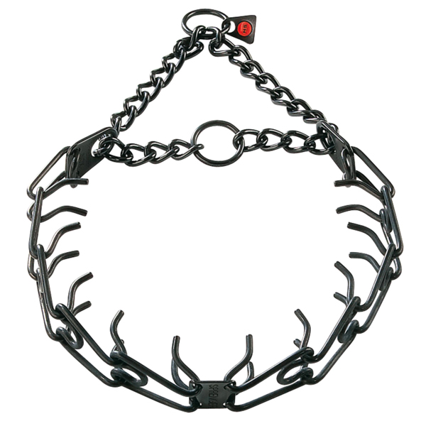 Pinch collar of black stainless steel for poorly behaved canines