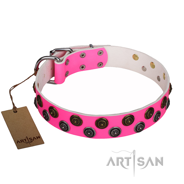 Remarkable full grain genuine leather dog collar for handy use