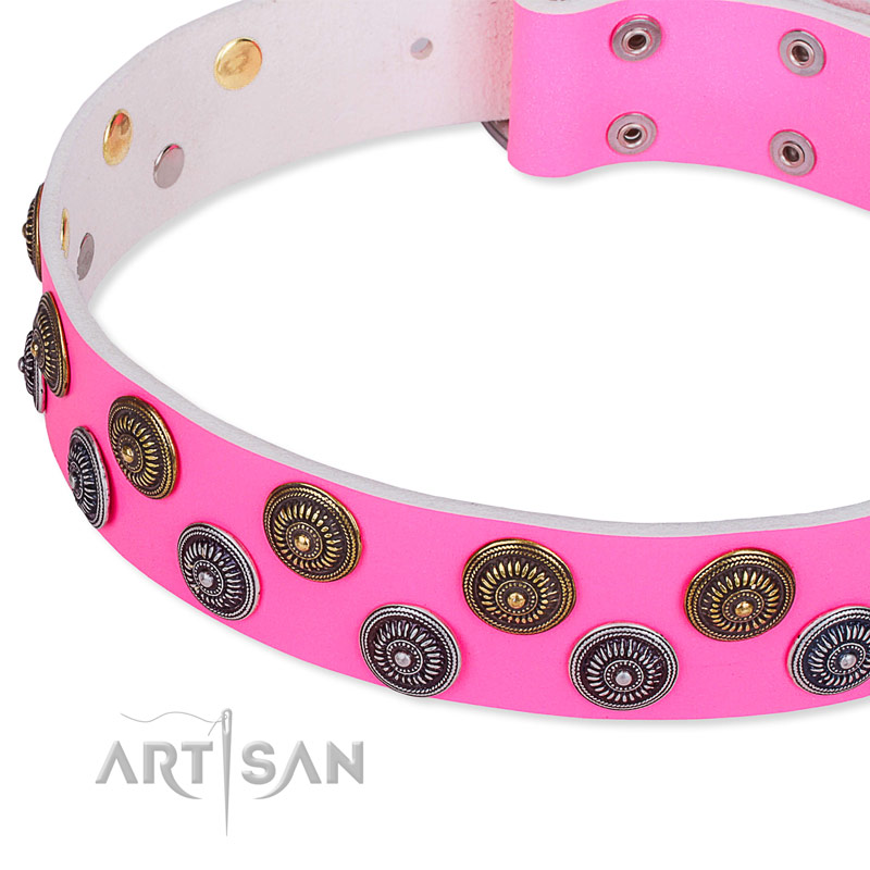 Pink Dreams' FDT Artisan Pitbull Leather Dog 【Collar】 with Adornments 1 1/2  inch (40 mm) wide : Pitbull Breed: Dog Harnesses, Collars, Leashes,  Muzzles, Breed Information and Pictures