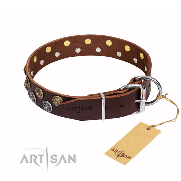 Remarkable full grain natural leather dog collar for daily use