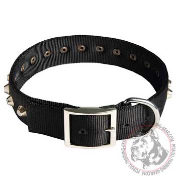 Adjustable Nylon Pitbull Collar with nickel buckle