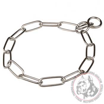  Chrome Plated Steel Pitbull Choke Collar with 4 mm Links