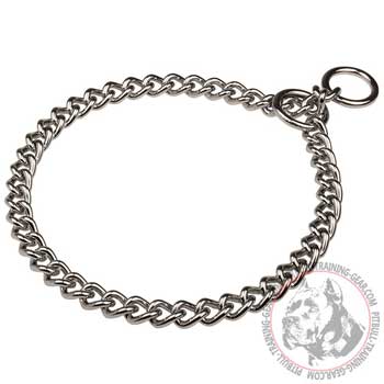 Chrome Plated Steel Pitbull Choke Collar with 4 mm Links