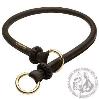 Rolled Leather Pitbull Choke Collar for Effective Obedience Training