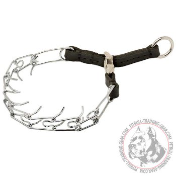 Strong Chrome Plated Steel Pitbull Pinch Collar with Leather Part