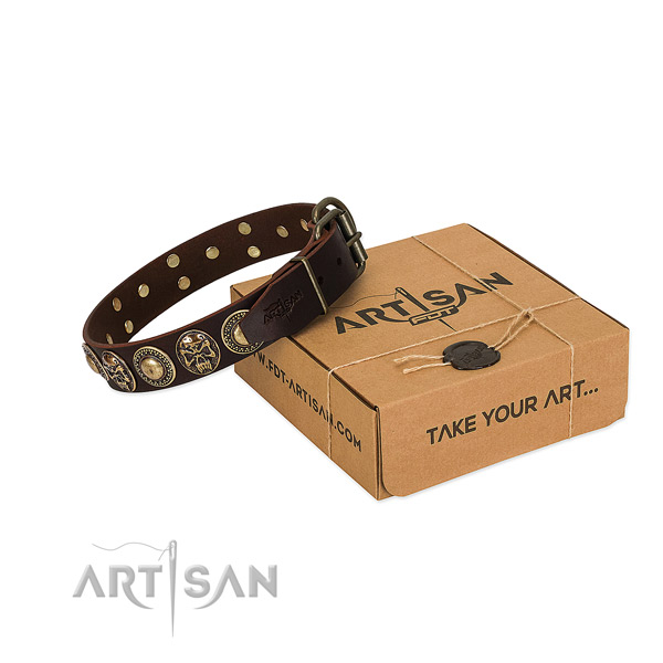 Durable hardware on dog collar for handy use