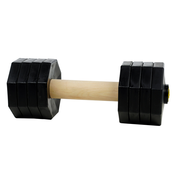 Pit Bull Wooden Dumbbell with Plastic Plates