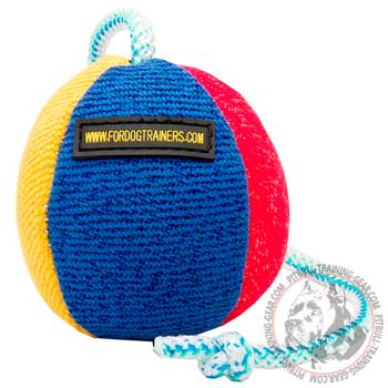  French Linen Prey Drive Pit Bull Ball On Nylon Rope