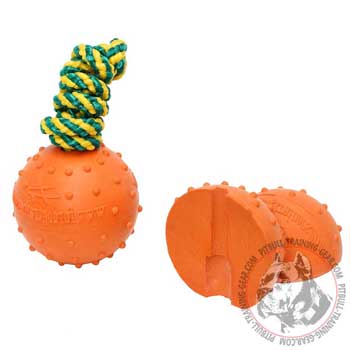 Training Rubber Pit Bull Ball with Strong Rope 