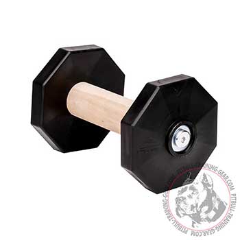 Pit Bull Wooden Dumbbell with Plastic Plates