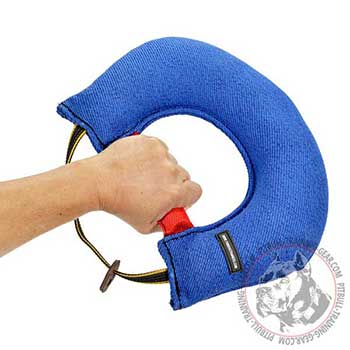 Pitbull dog bite tug with hard and flexible handles
