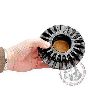 Pit Bull dog treat dispensing toy for chewing
