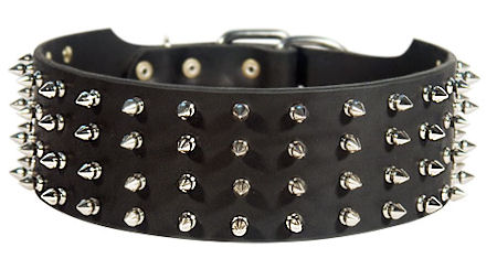 Medium Large Dog Collar Pink Spiked Studded Leather Collar for Pitbull Terrier 
