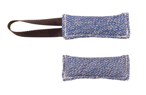 Handled French Linen Bite Tug for Pitbull Training - Click Image to Close