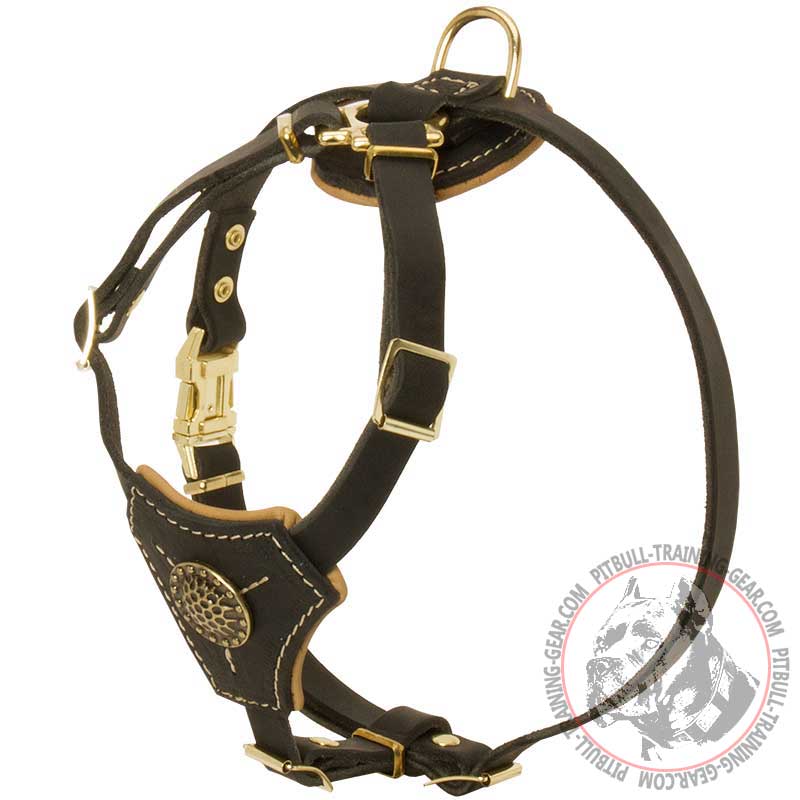 Fashion Leather Dog Harness For Pitbull Puppy Walking/Training