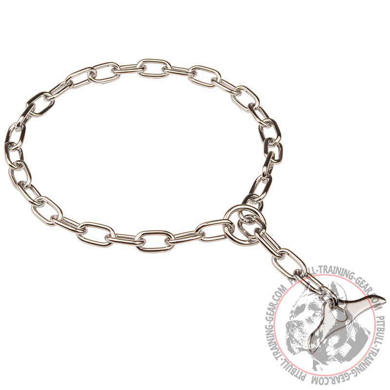 Chrome Plated Fur Saver Dog Collar for Pitbull with Toggle