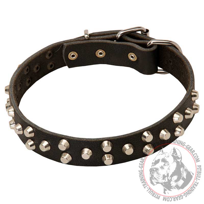 Fashion Leather Dog Collar for Pitbull with pyramids
