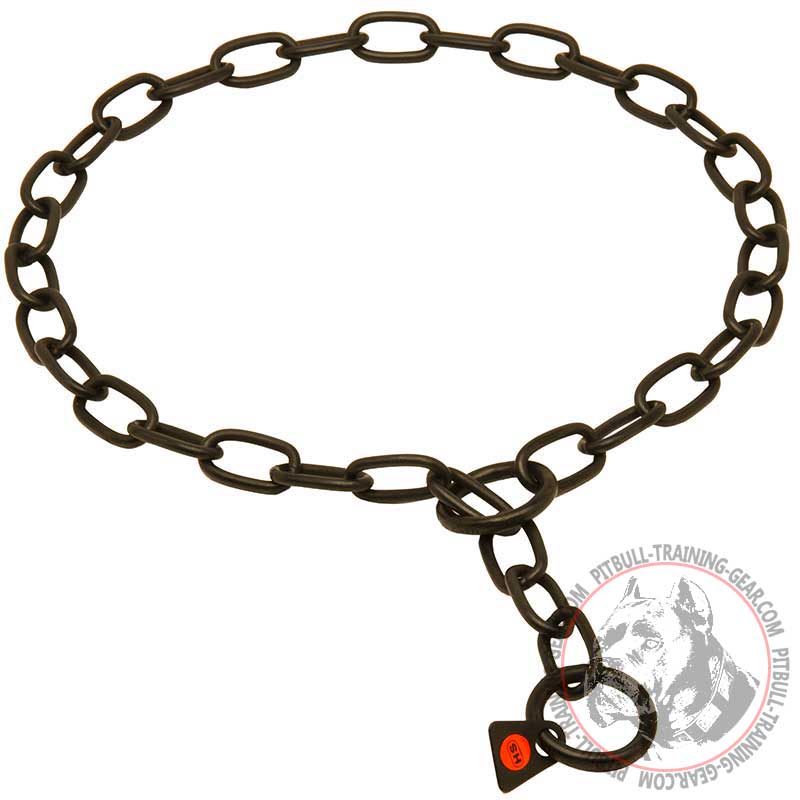 Multifunctional Black Stainless Steel Pitbull Choke Collar with 3 mm Links - Click Image to Close