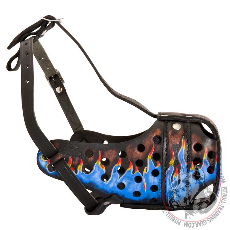 Hand Painted Pitbull Muzzle for Attack Training/Walking - Click Image to Close