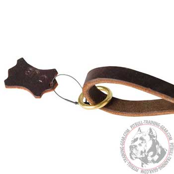 Floating Brass Ring on the Handle of Fast Grab Leather Dog Lead
