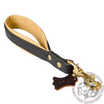 Short Leather Dog Leash for Pitbull with Soft Nappa Padding on Handle
